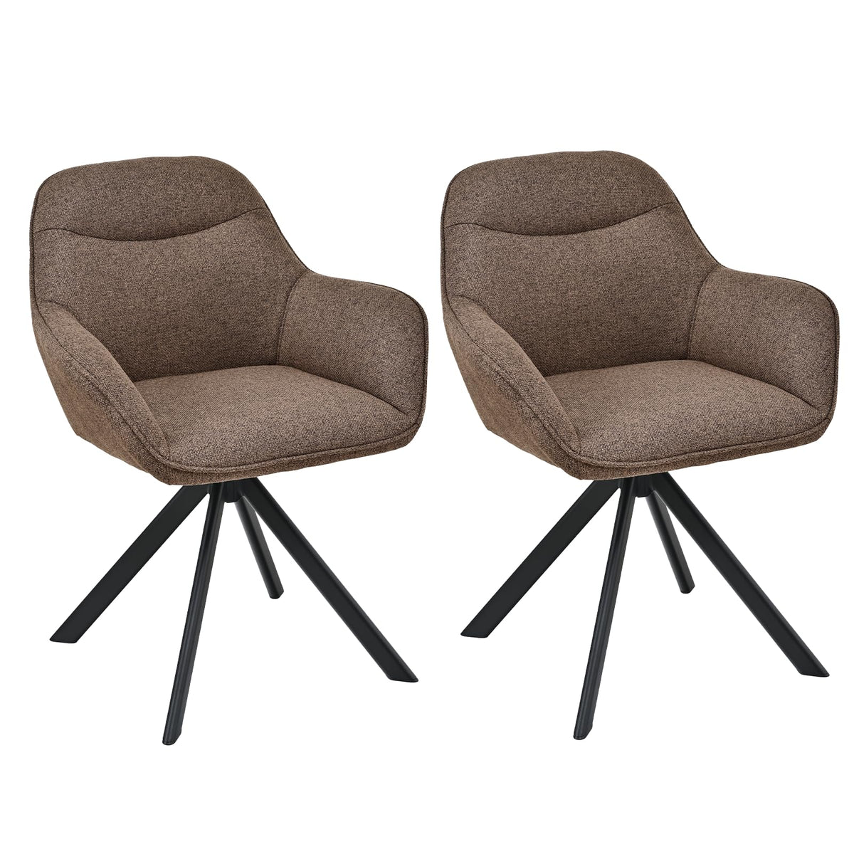 Esszimmerstühle Drehbar 4er Set mit Armlehne, 360° drehbar, Polsterstuhl Leinen, Drehstuhl Esszimmer Beige, Küchenstuhl mit Metallbeine für Esszimmer, Wohnzimmer, Büro