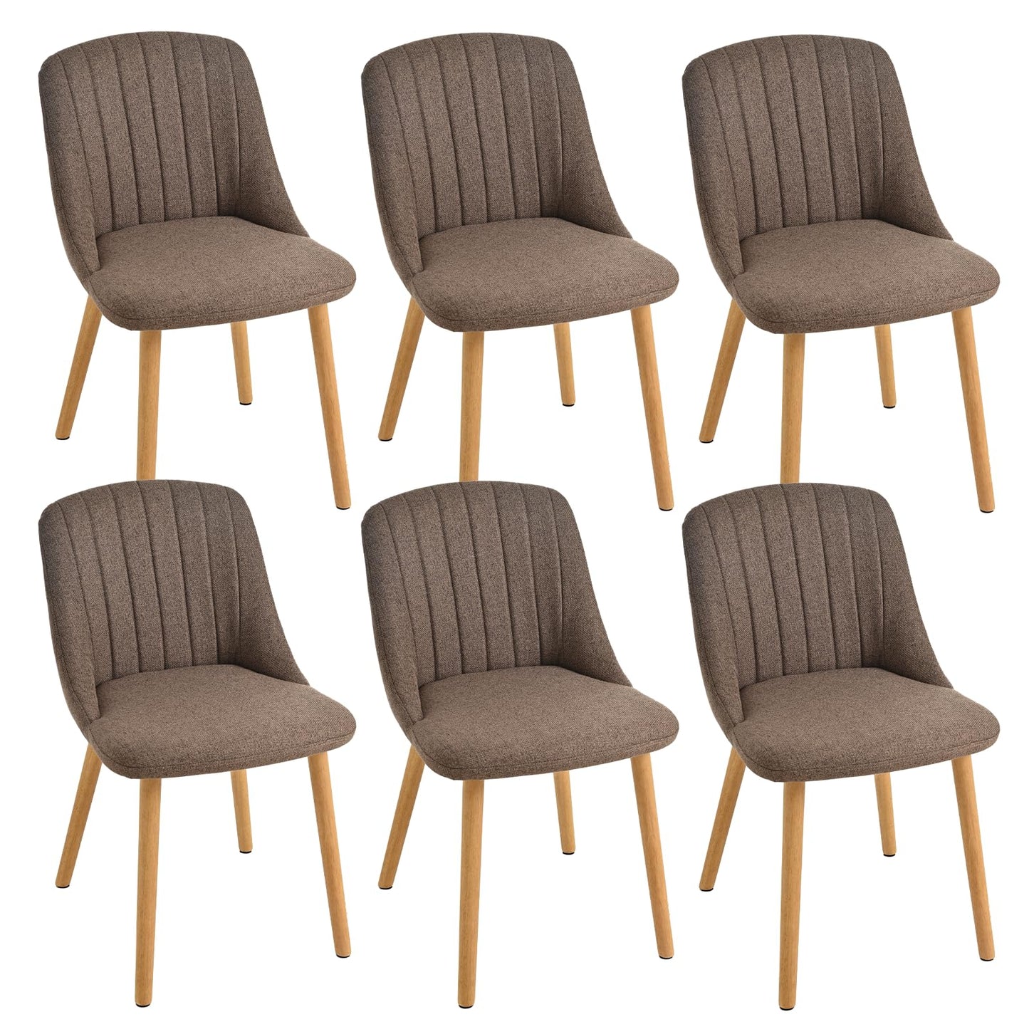 Esszimmerstühle Beige 4er Set Holzbeine Polsterstuhl Küchenstuhl aus Polyester Stühle Esszimmer Wohnzimmerstuhl für Esszimmer Küche Büro