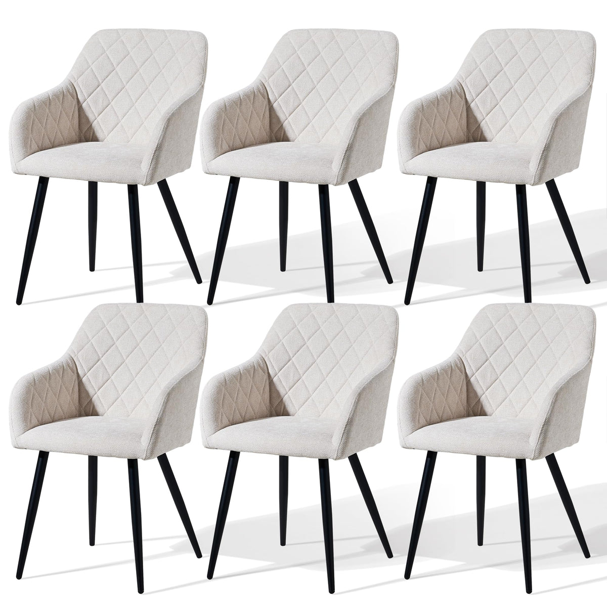 CLIPOP Esszimmerstühle 4er Set, Küchenstühle Grau Kunstlederstoff stühle Polsterstühle mit Armlehne Metallbeine Polstersessel Stühle für Esszimmer Küche (4, Kunstleder Grau)