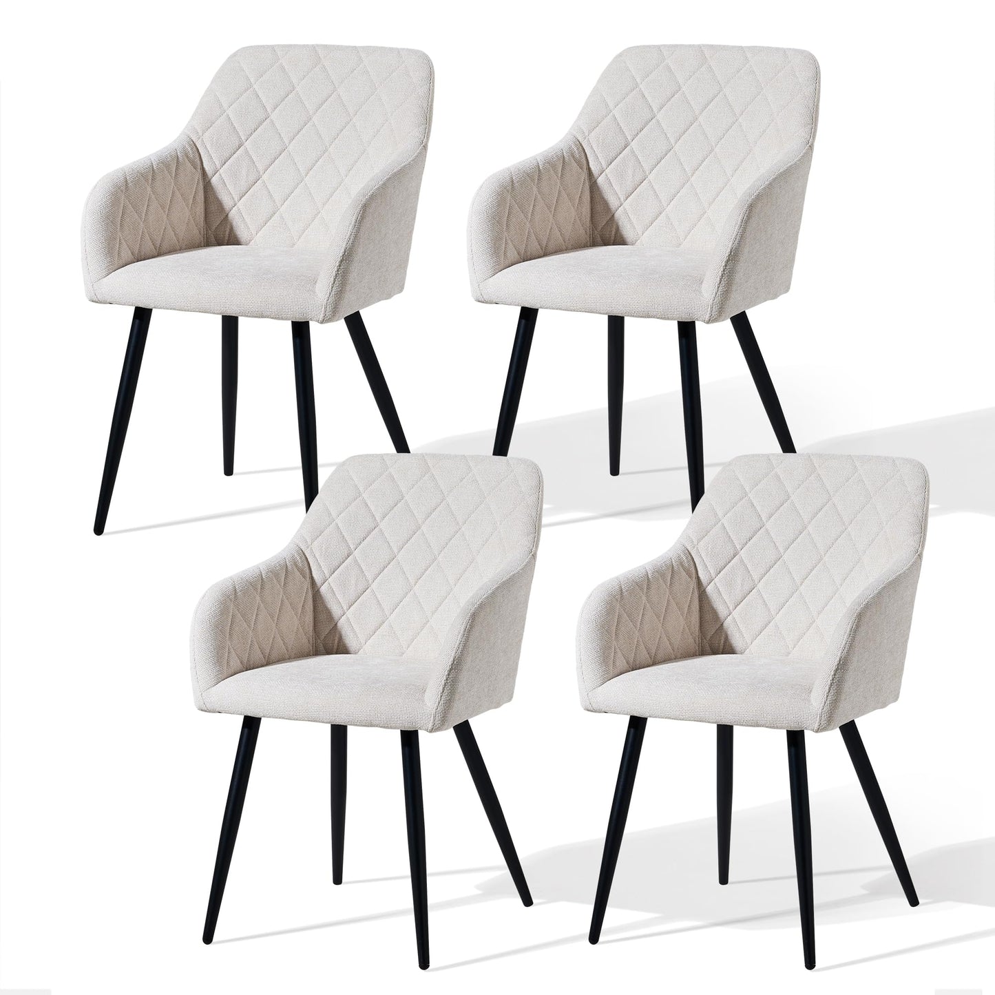 CLIPOP Esszimmerstühle 4er Set, Küchenstühle Grau Kunstlederstoff stühle Polsterstühle mit Armlehne Metallbeine Polstersessel Stühle für Esszimmer Küche (4, Kunstleder Grau)