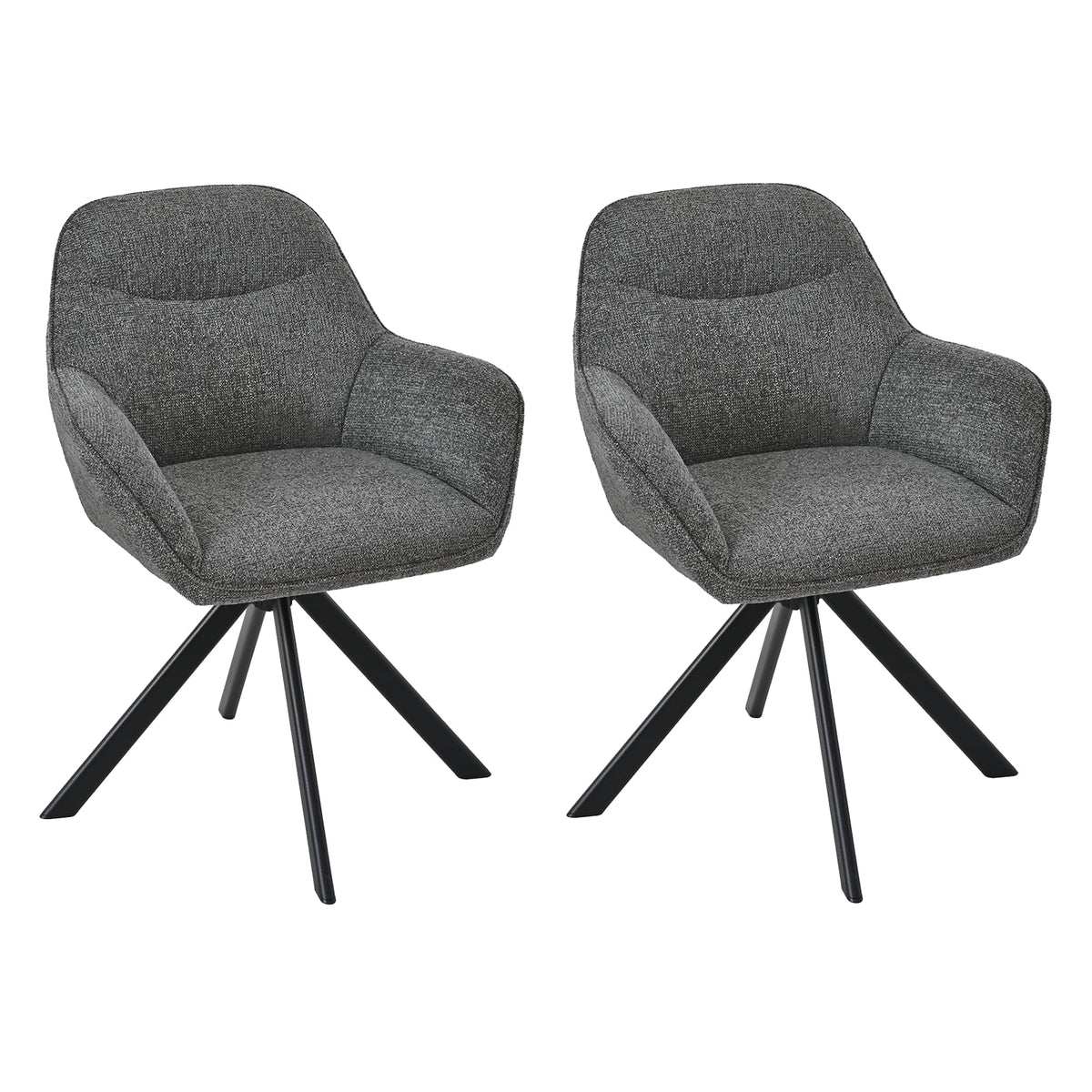 Esszimmerstühle Drehbar 4er Set mit Armlehne, 360° drehbar, Polsterstuhl Leinen, Drehstuhl Esszimmer Beige, Küchenstuhl mit Metallbeine für Esszimmer, Wohnzimmer, Büro