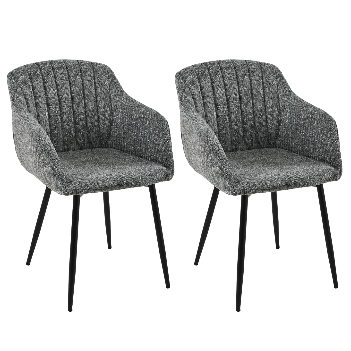 Esszimmerstühle Beige 4er Set mit Armlehnen, Modern Polsterstühle Leinen, Küchenstühle mit Metallgestell für Esszimmer, Wohnzimmer, Küche