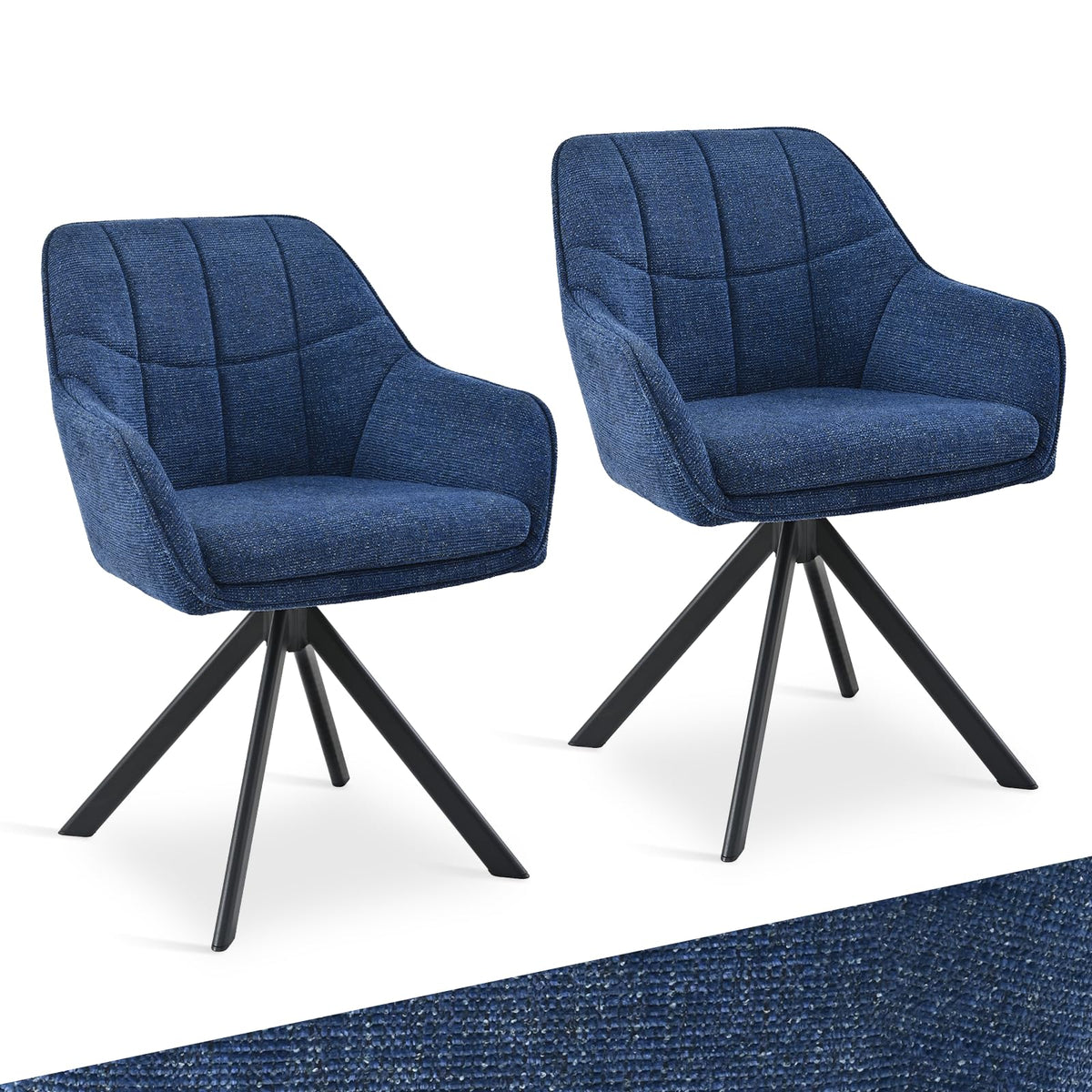Drehstuhl Esszimmer 4er Set Samt Grün mit Armlehne Polsterstuhl Esszimmerstühle drehbar Küchenstuhl mit Metallbeine für Wohnzimmer Esszimmer