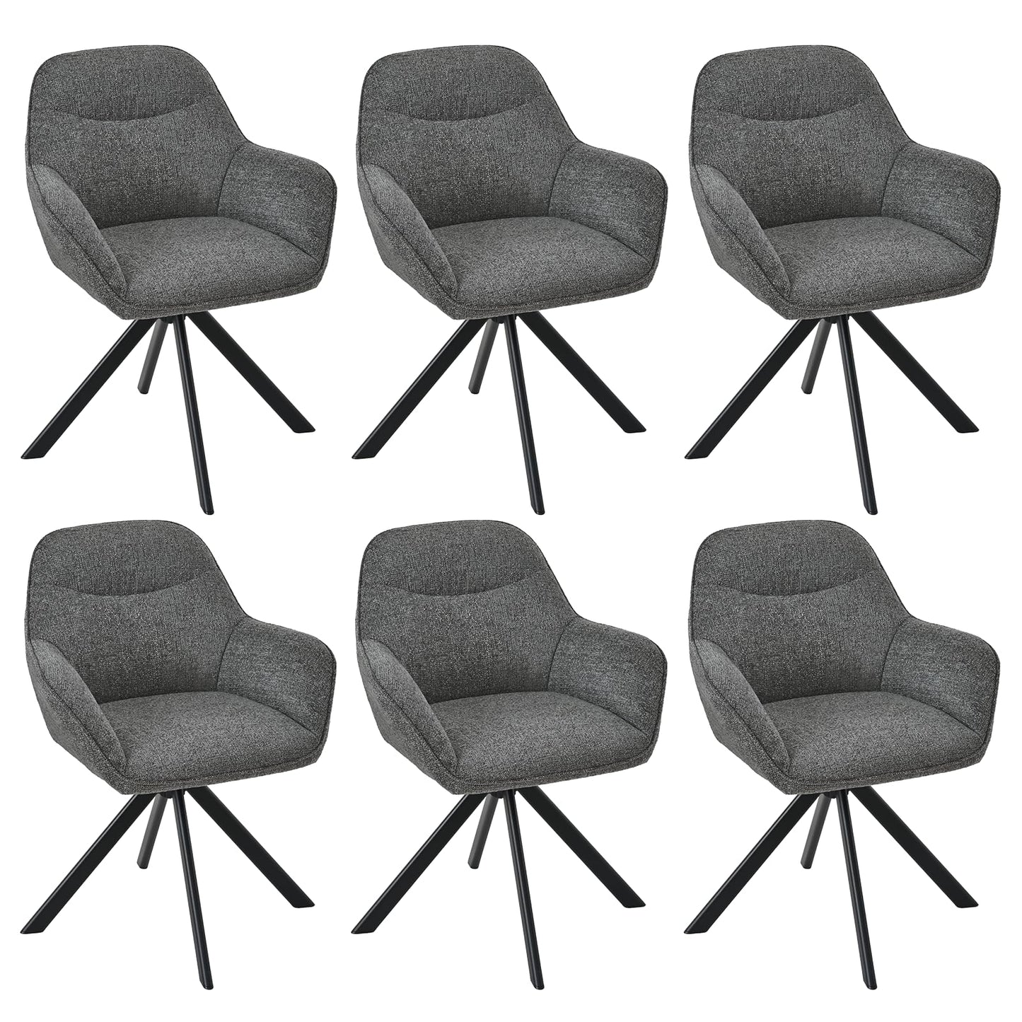 Esszimmerstühle Drehbar 4er Set mit Armlehne, 360° drehbar, Polsterstuhl Leinen, Drehstuhl Esszimmer Beige, Küchenstuhl mit Metallbeine für Esszimmer, Wohnzimmer, Büro