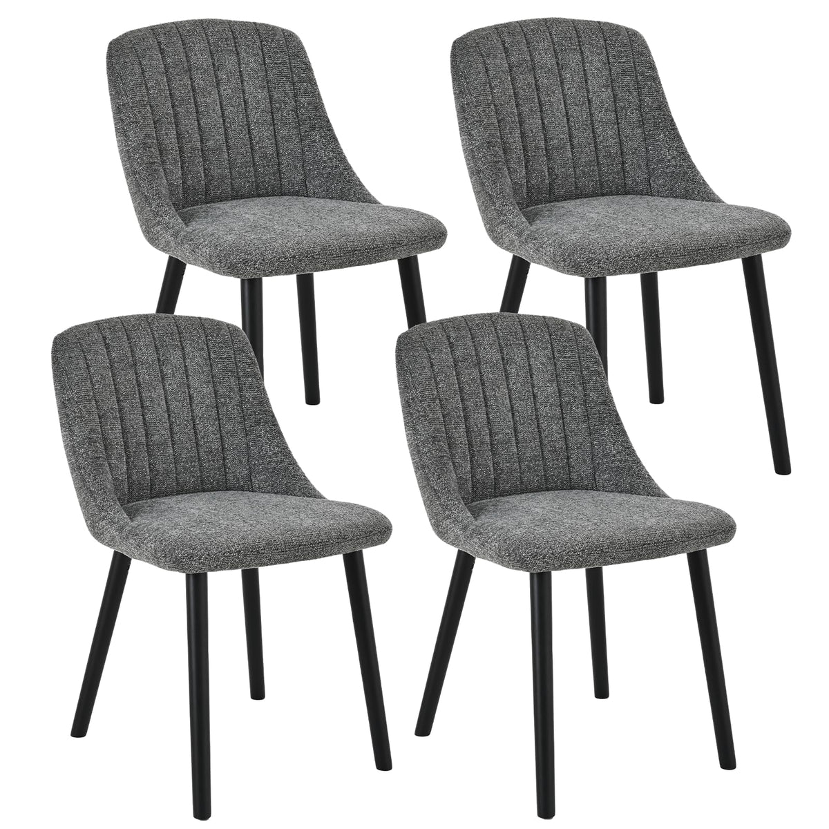 Esszimmerstühle Beige 4er Set Holzbeine Polsterstuhl Küchenstuhl aus Polyester Stühle Esszimmer Wohnzimmerstuhl für Esszimmer Küche Büro