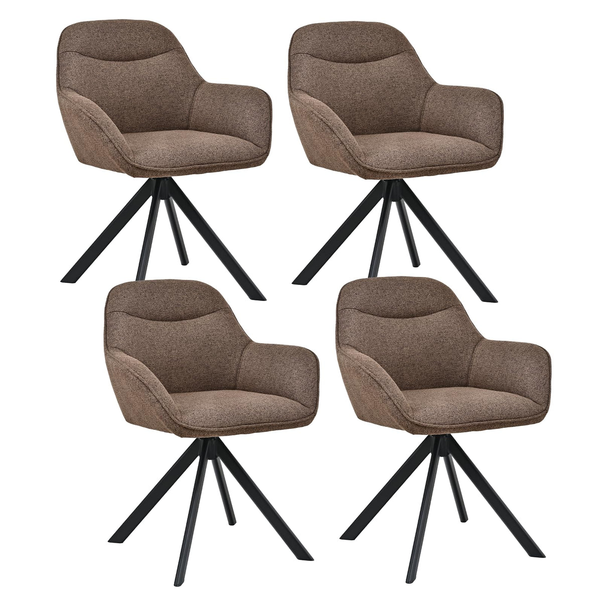 6er Set Esszimmerstühle Drehbar mit Armlehne, 360° Drehstuhl Polsterstuhl Samt Modern Küchenstuhl mit Metallbeine für Esszimmer, Wohnzimmer, Büro, Dunkelgrau