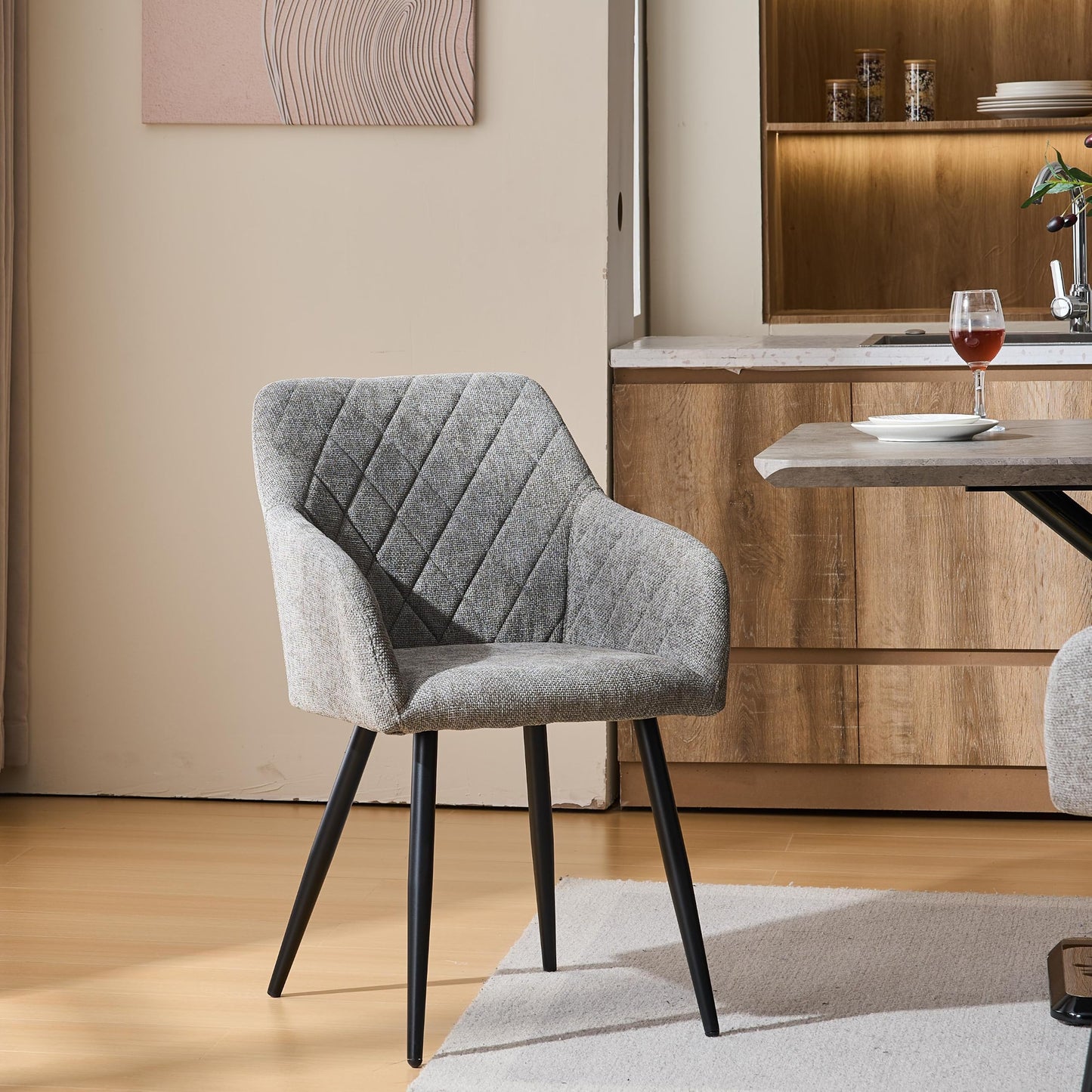 CLIPOP Esszimmerstühle 2er Set, Küchenstühle Grau Samtstoff stühle Polsterstühle mit Armlehne Metallbeine Polstersessel Stühle für Esszimmer Küche (2, Samt Grau)